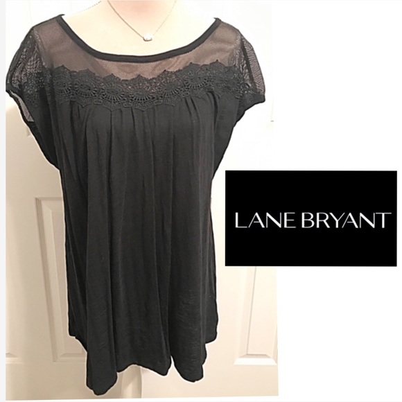 Lane Bryant Tops - NWOT Lane Bryant, Sheer Laced Panel Cap Sleeve Top